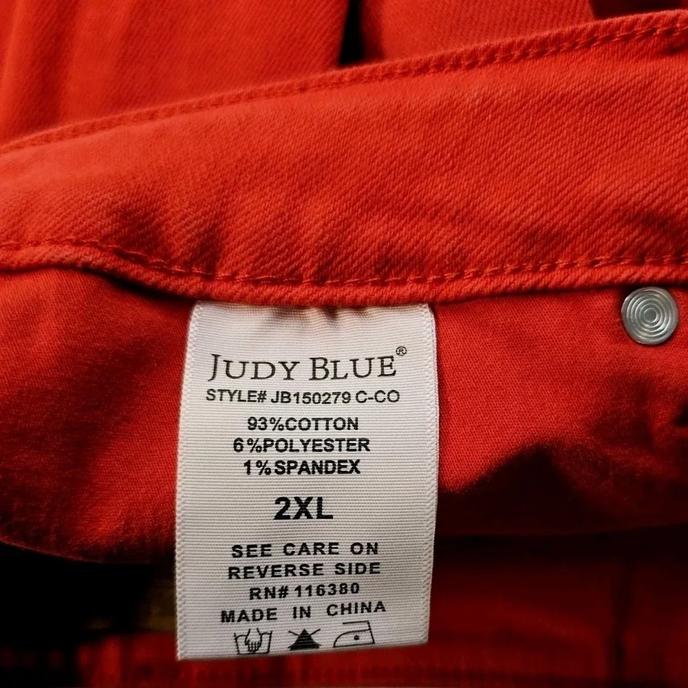 Judy Blue Garment Dyed Bermuda Short Womens 2XL Red Denim Cotton Blend Stretch